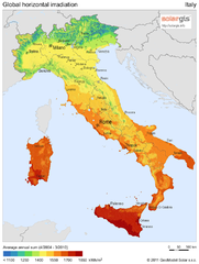 Solar Radiation Map of Italy