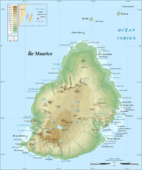 Mauritius topography Map