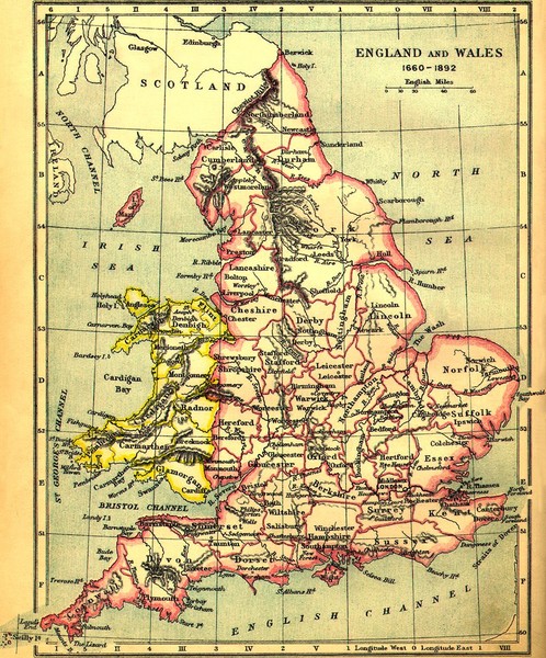 1660-1892 England and Wales Map