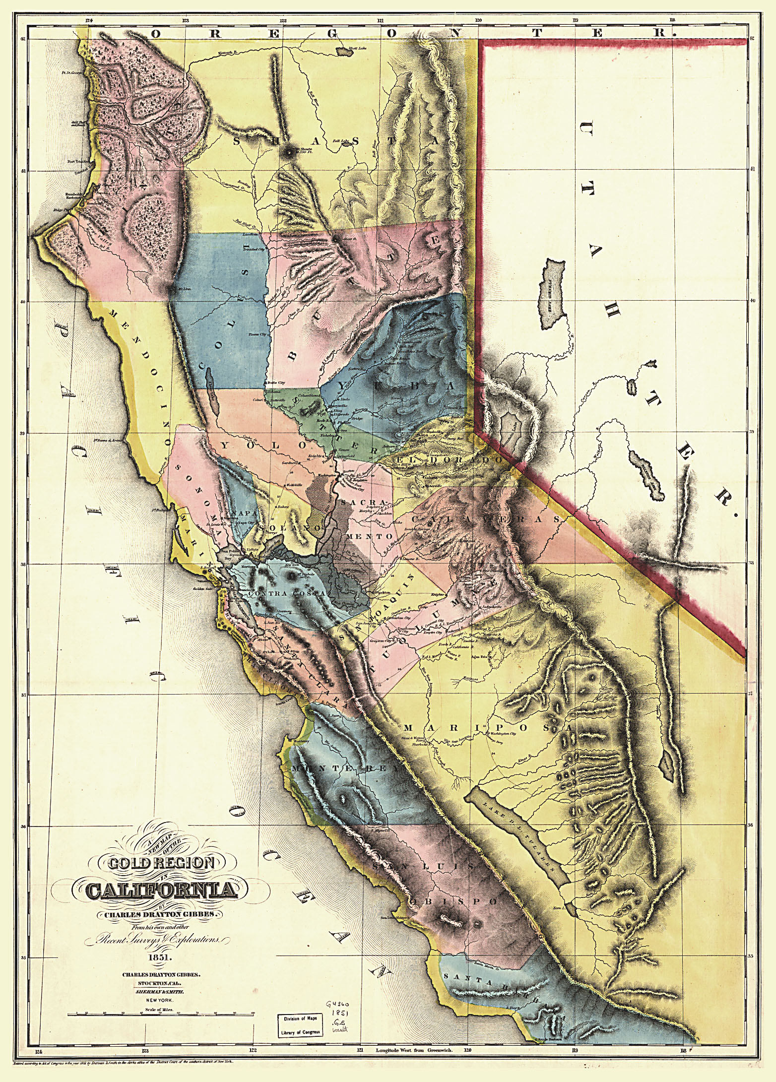 1851 California Regional Map - california • mappery