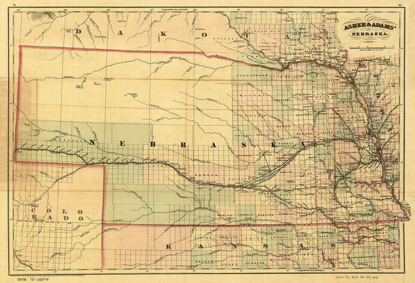 1874 Nebraska Railroad Map