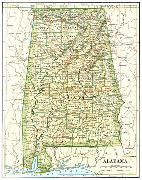 1891 Alabama Map