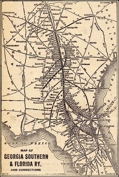 1913 Georgia Southern & Florida Railway Map