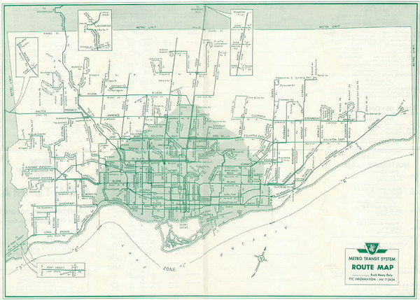 1962 Transit Toronto Guide Map