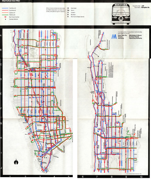 1974 Manhattan Bus Map