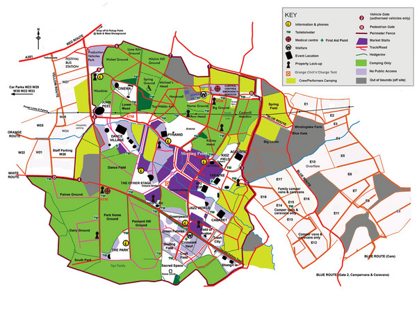 2008 Glastonbury Festival Guide Map