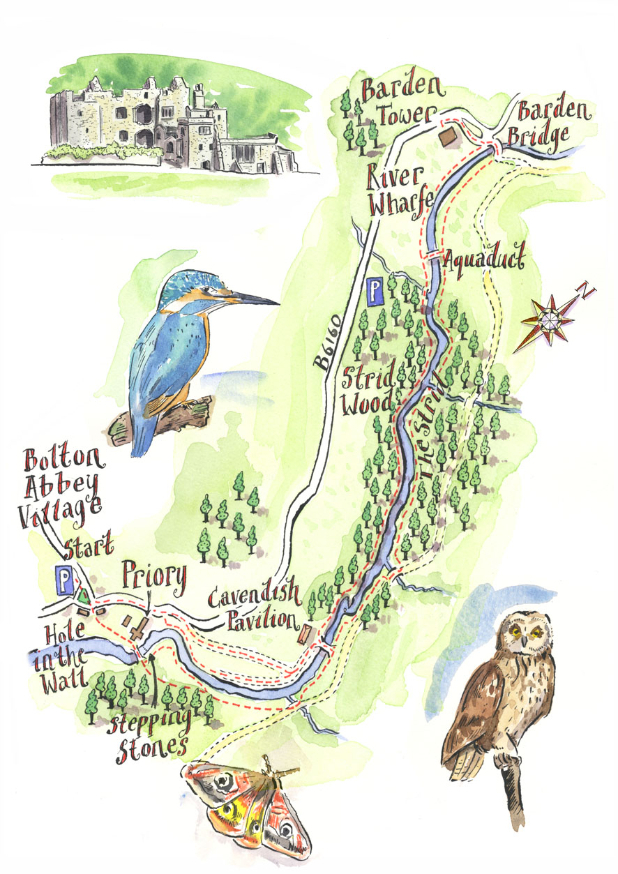 A walk around Bolton Abbey Yorkshire Map bolton abbey yorkshire uk