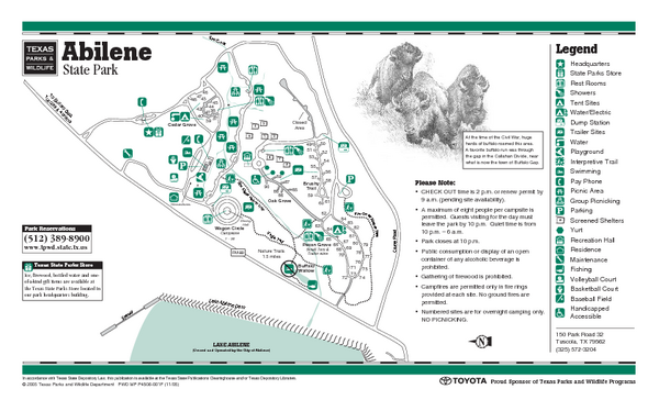 Abilene State Park Map Abilene State Park Map - Abilene Texas • Mappery