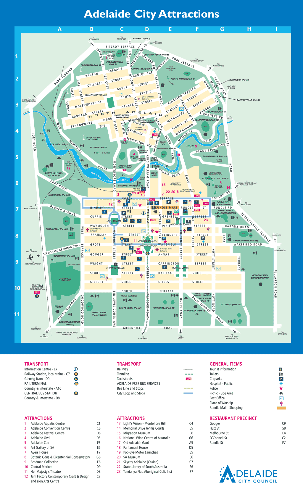 Adelaide Australia City Map 