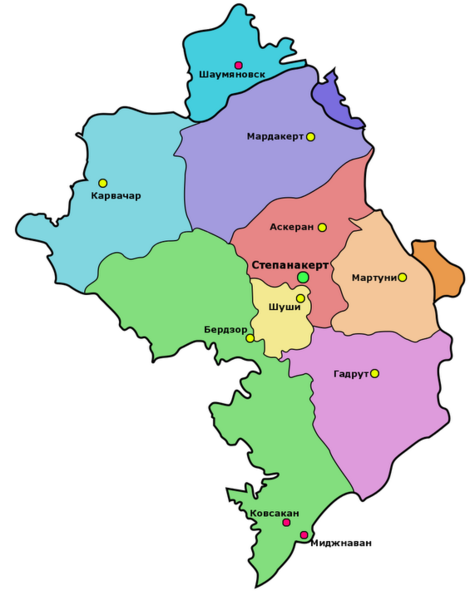 Administrative Map of Nagorny Karabakh (Artsakh)