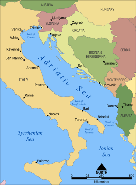 Adriatic Sea Tourist Map
