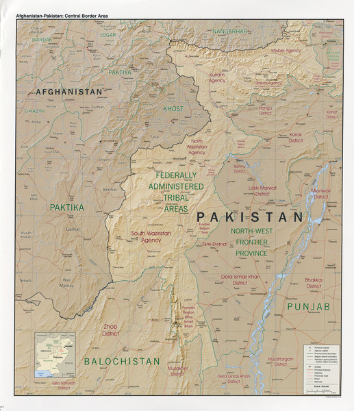 Afghanistan-Pakistan Central Border Area Map
