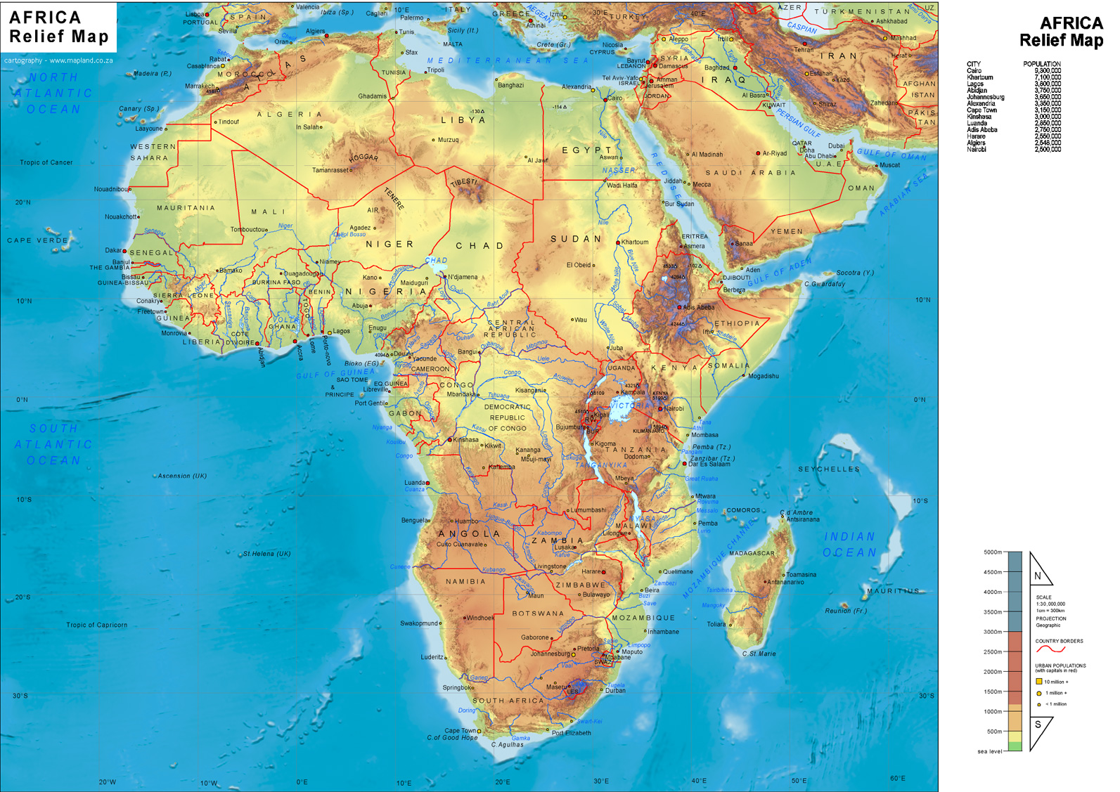 Physical Map Of Africa Printable Physical Map Of Africa Printable