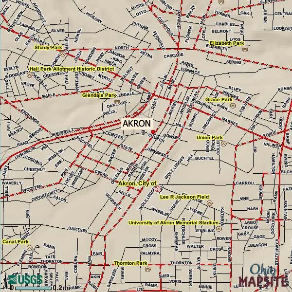 Akron, Ohio City Map