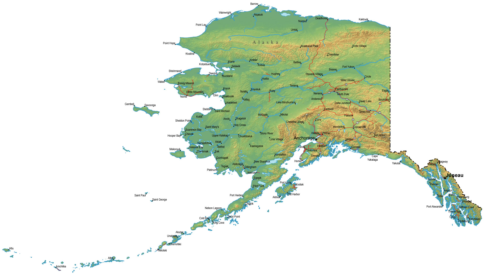 Alaska Detailed Map - Alaska • mappery