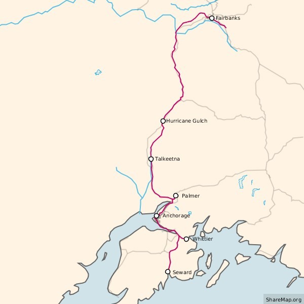 Alaska Railroad ma Map