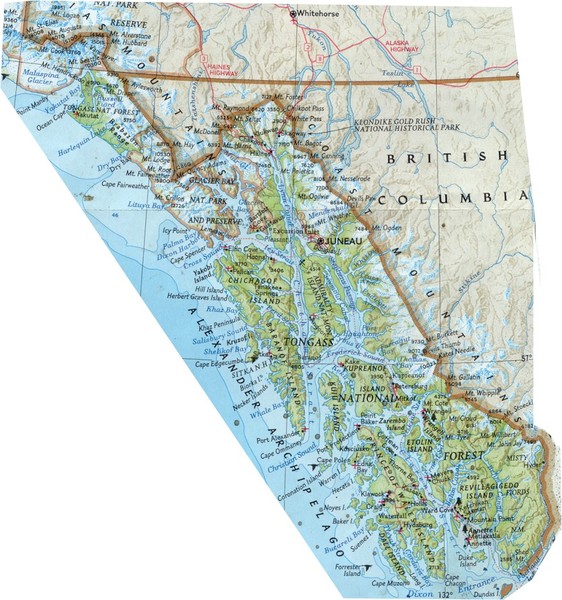 Alaska (South East Map) Panhandle Map