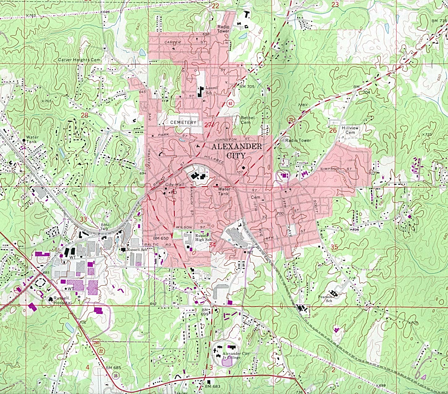Alexander City Map - mappery