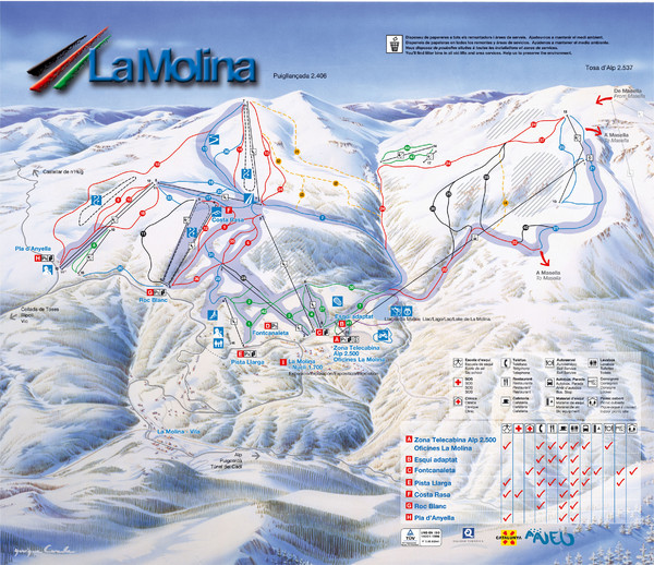 Alp 2500 (La Molina, Masella) Ski Trail Map