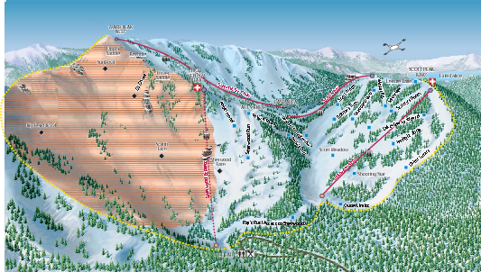Alpine Meadows Ski Area Backside Ski Trail Map