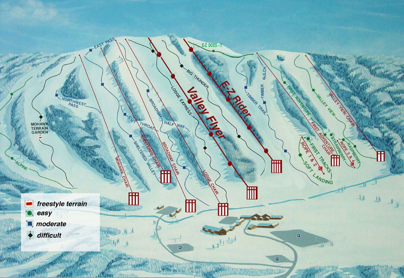 Alpine Valley Resort Ski Trail Map East Troy Wisconsin United States