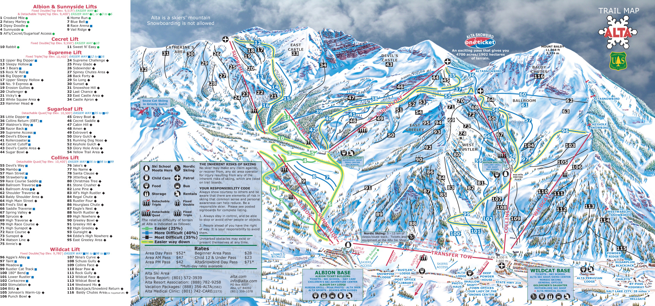 Alta Ski Trail map - Alta UT * mappery.
