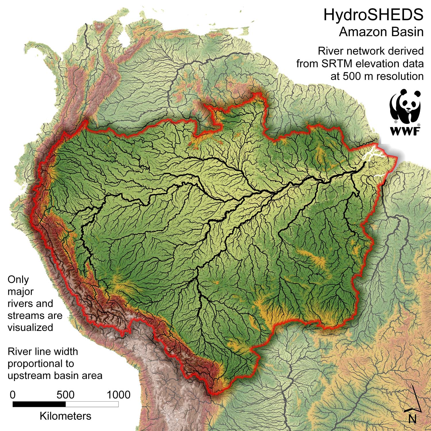 Amazon Basin Hydrosheds Map - Casa Casimiro Brazil • mappery