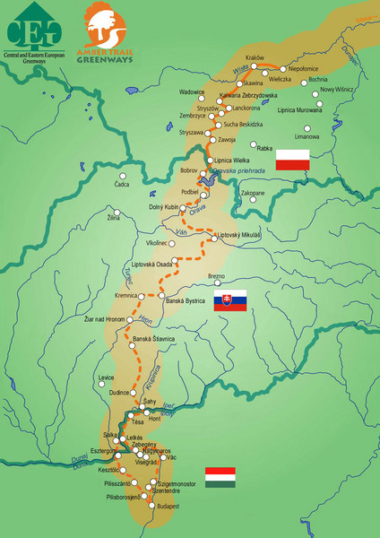 Amber Trail Budapest-Krakow Map