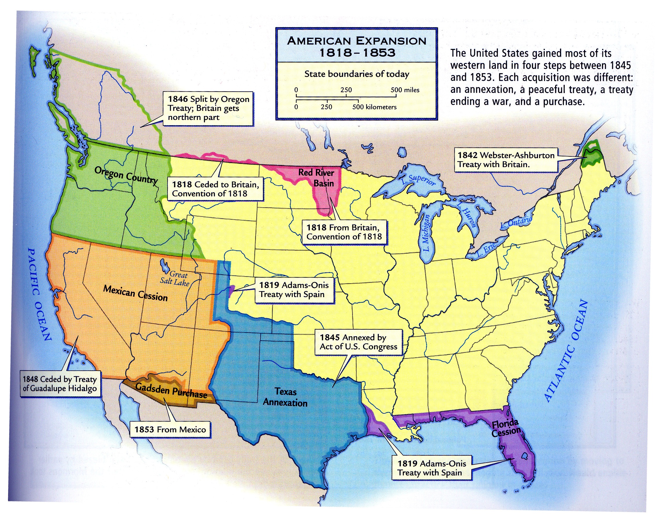 American Expansion 1818 1853 Map 