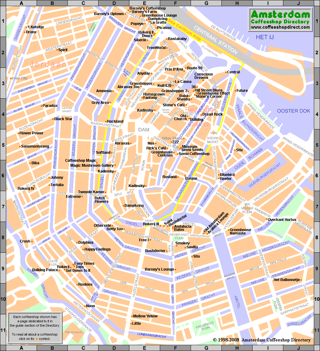 Amsterdam Coffee Shops Map Amsterdam Coffee Shops Map - Amsterdam • Mappery
