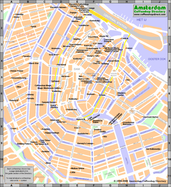 Amsterdam Coffee Shops Map