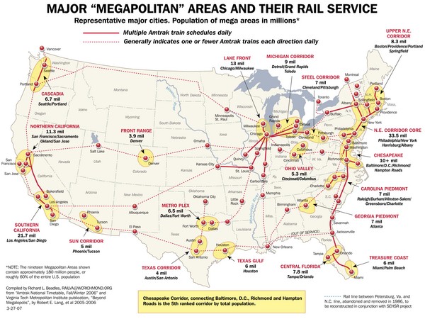 Amtrak Major Railway Map
