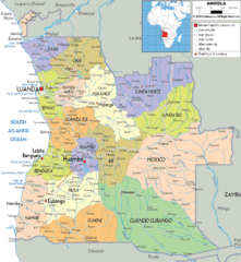 Angola poiitical regions Map Angola poiitical regions Map