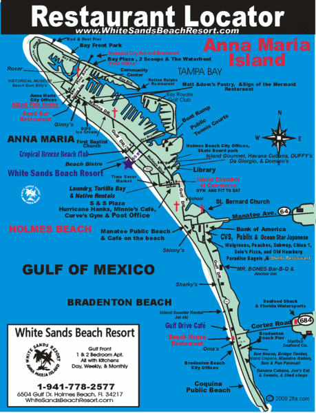 Anna Maria Island, Florida Restaurant Map
