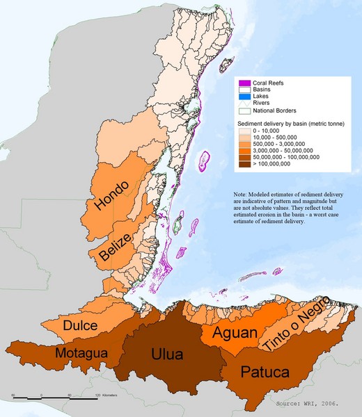 Annual Sediment Delivery from MAR Watersheds Map