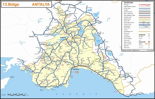 Antalya Region Highways Map