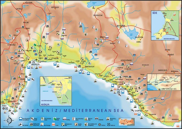 Antalya Region Tourist Map