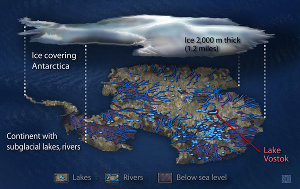 Antarctic Lakes and Rivers Map