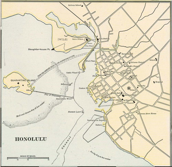 Antique map of Honolulu from 1901