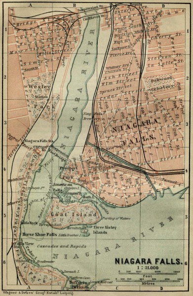 Antique map of Niagara Falls from 1894