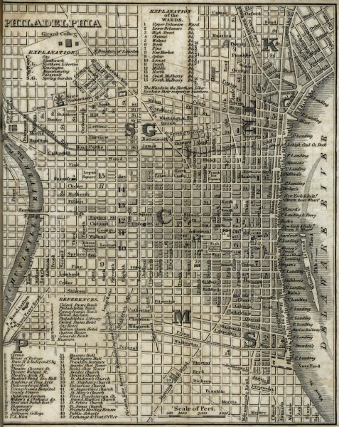 Antique map of Philadelphia from 1842