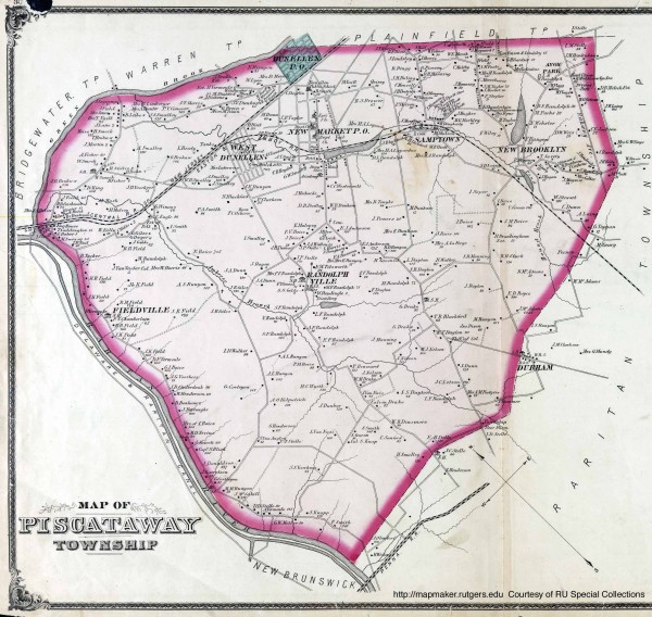Antique map of Piscataway from 1876