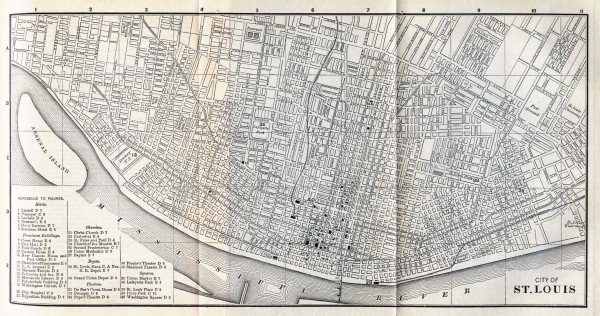 Antique map of St. Louis from 1885