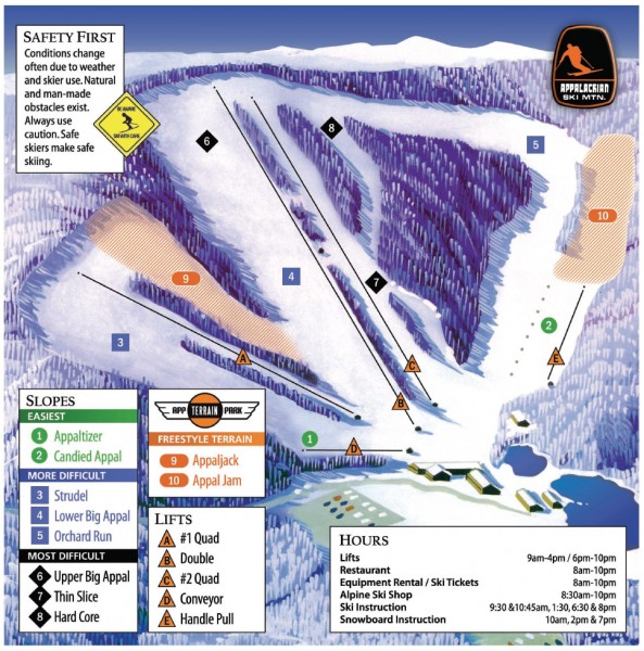 Appalachian Ski Trail Map 940 Ski Mountain Road Blowing Rock NC 28605