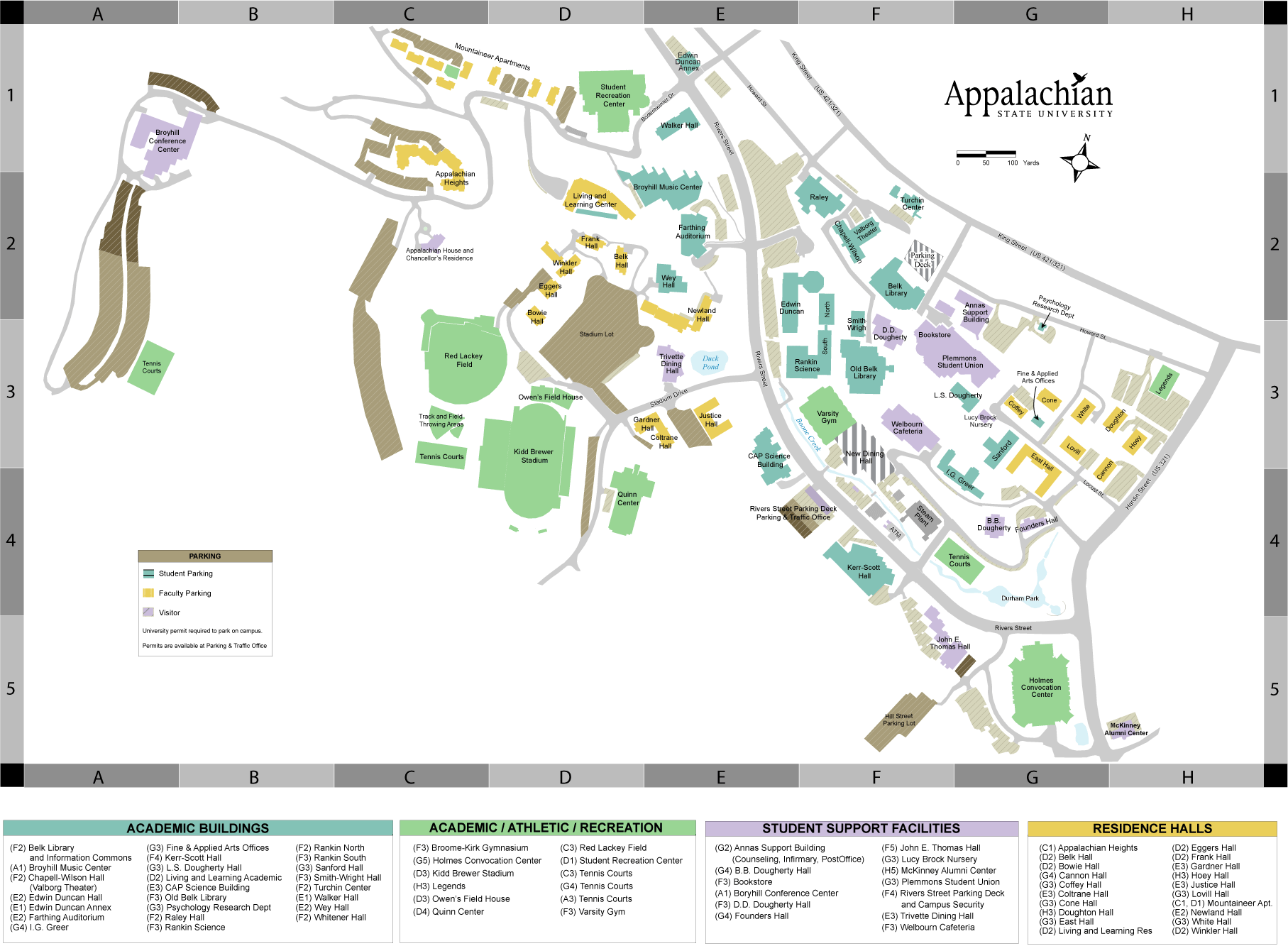 Appalachian State University Campus Map Boone Nc 28608 Mappery