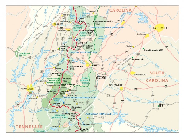 Appalachian Trail in North Carolina Map