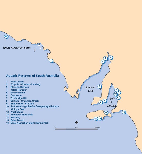 Aquatic Reserves of South Australia Map