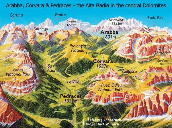 Arabba Corvara Pedraces Summer Map