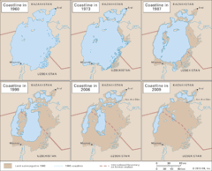 Aral Sea historic coastline Map