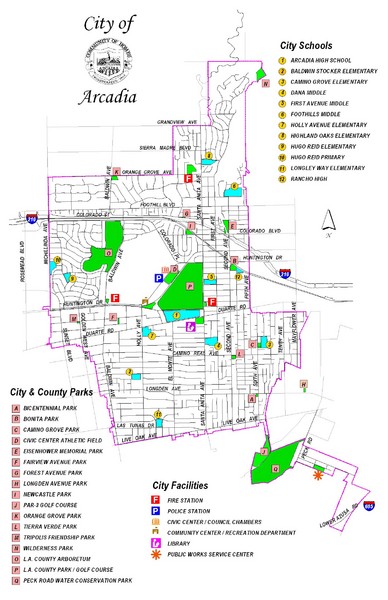 Arcadia City Parks Map - Arcadia California • mappery